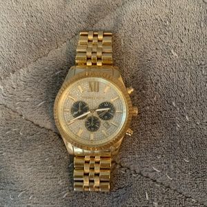 MK gold with crystals watch